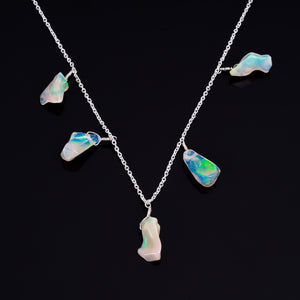 Rare Raw Ethiopian Opal 15 Ct 5 Pc Necklace with enchanting beauty