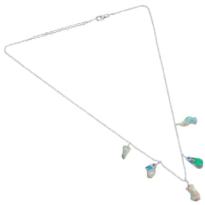 Vivid Color Play with 15 Ct 5 Pc Raw Ethiopian Opal Necklace in 925 Silver