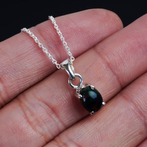 One-of-a-kind Pendant polished with 925 silver in 13 Ct Black Opal Pendant