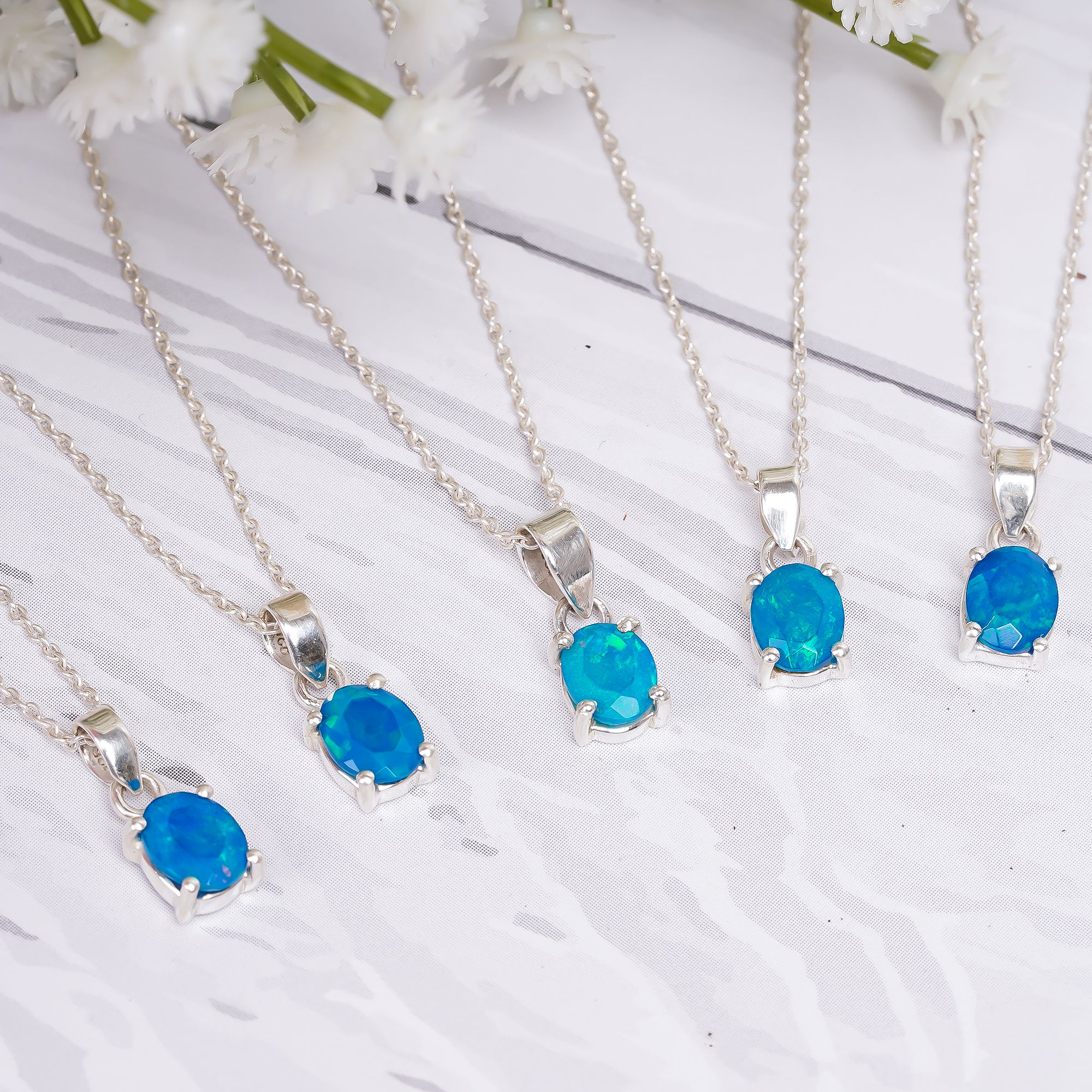 925 silver polished 13 Ct Paraiba Opal Prong Pendant, Natural Opals