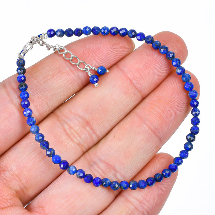 Lapis Lazuli Healing Bracelet | Natural Micro Round Blue Gemstone Beads