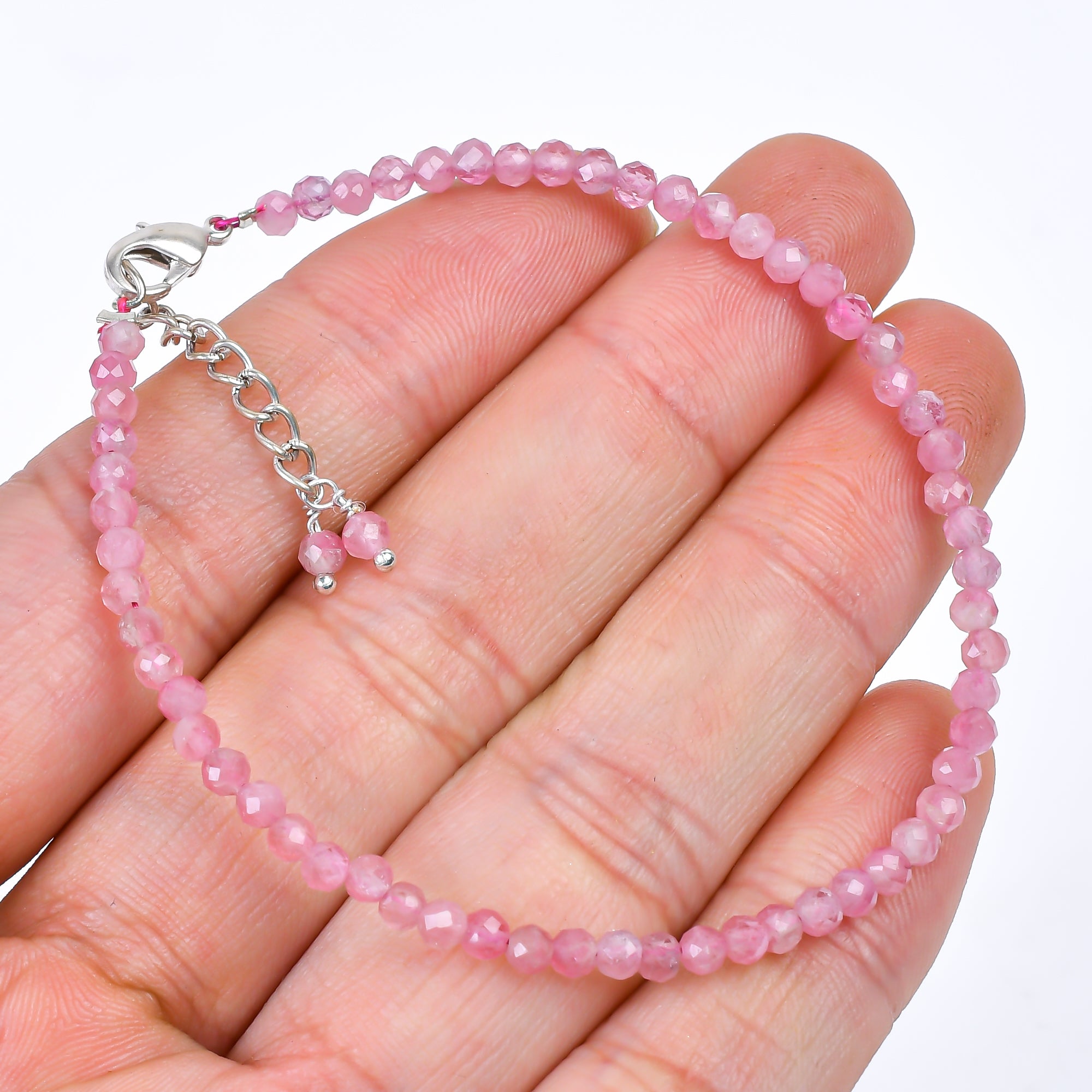 Pink Tourmaline Healing Bracelet | Natural Micro Round Gemstone Beads