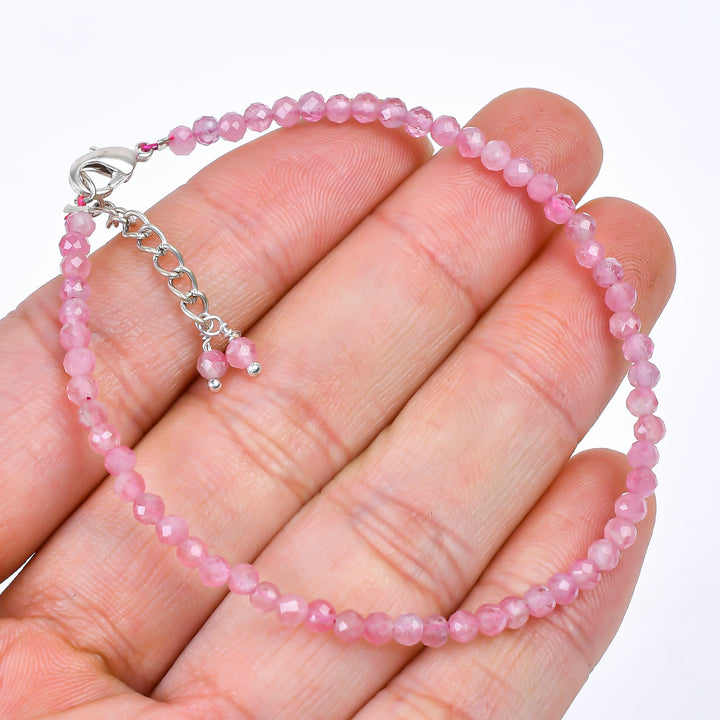 Pink Tourmaline Healing Bracelet | Natural Micro Round Gemstone Beads