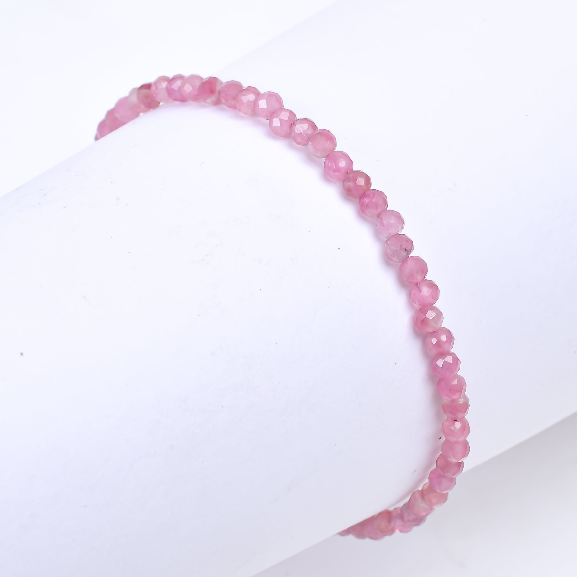 Pink Tourmaline Healing Bracelet | Natural Micro Round Gemstone Beads
