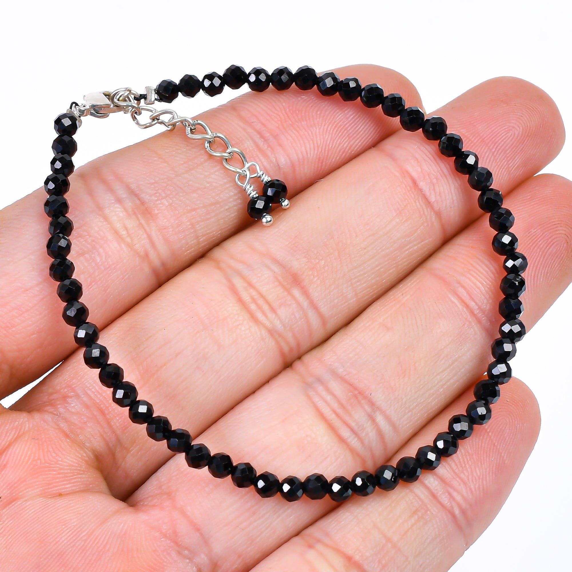 Black Spinel Healing Gemstone Bracelet | Natural Faceted Crystal Beads