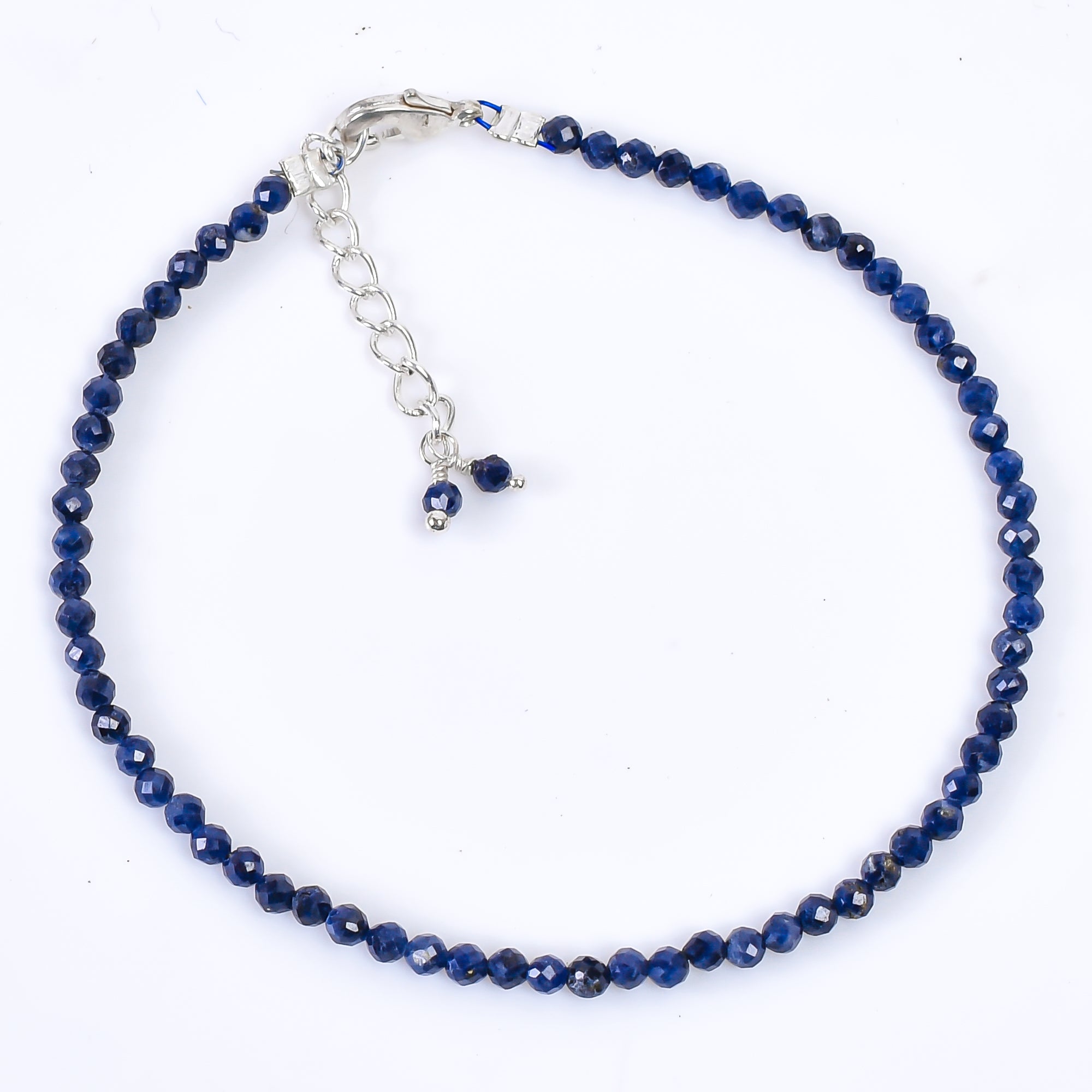 Genuine Blue Sapphire Beads Bracelet | Natural Micro-Faceted Gemstone