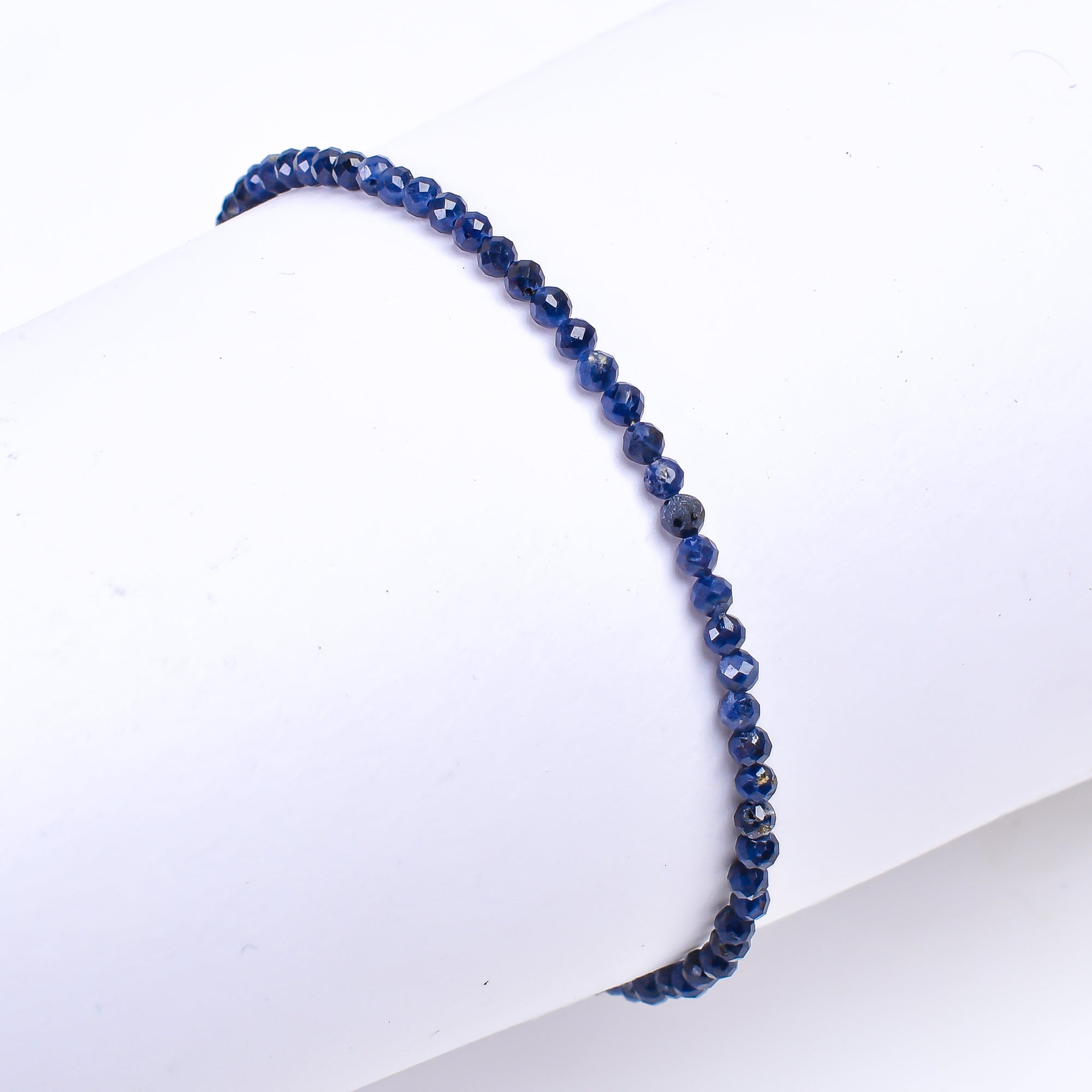 Genuine Blue Sapphire Beads Bracelet | Natural Micro-Faceted Gemstone