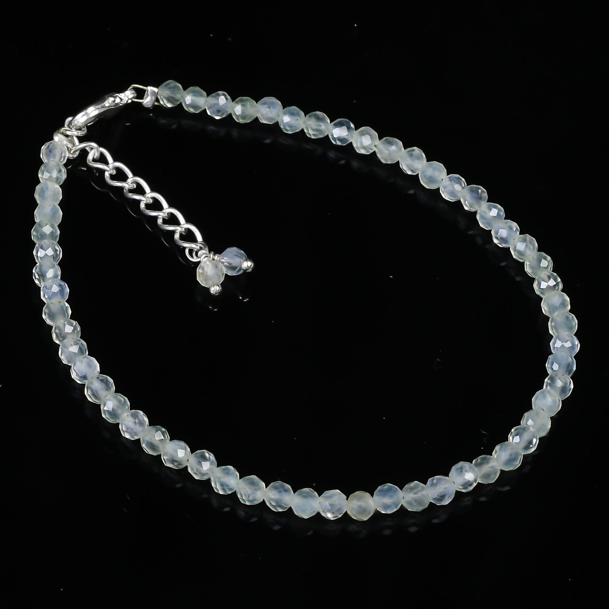 Natural Prehnite Gemstone Bracelet | Micro-Faceted Green Crystal Beads