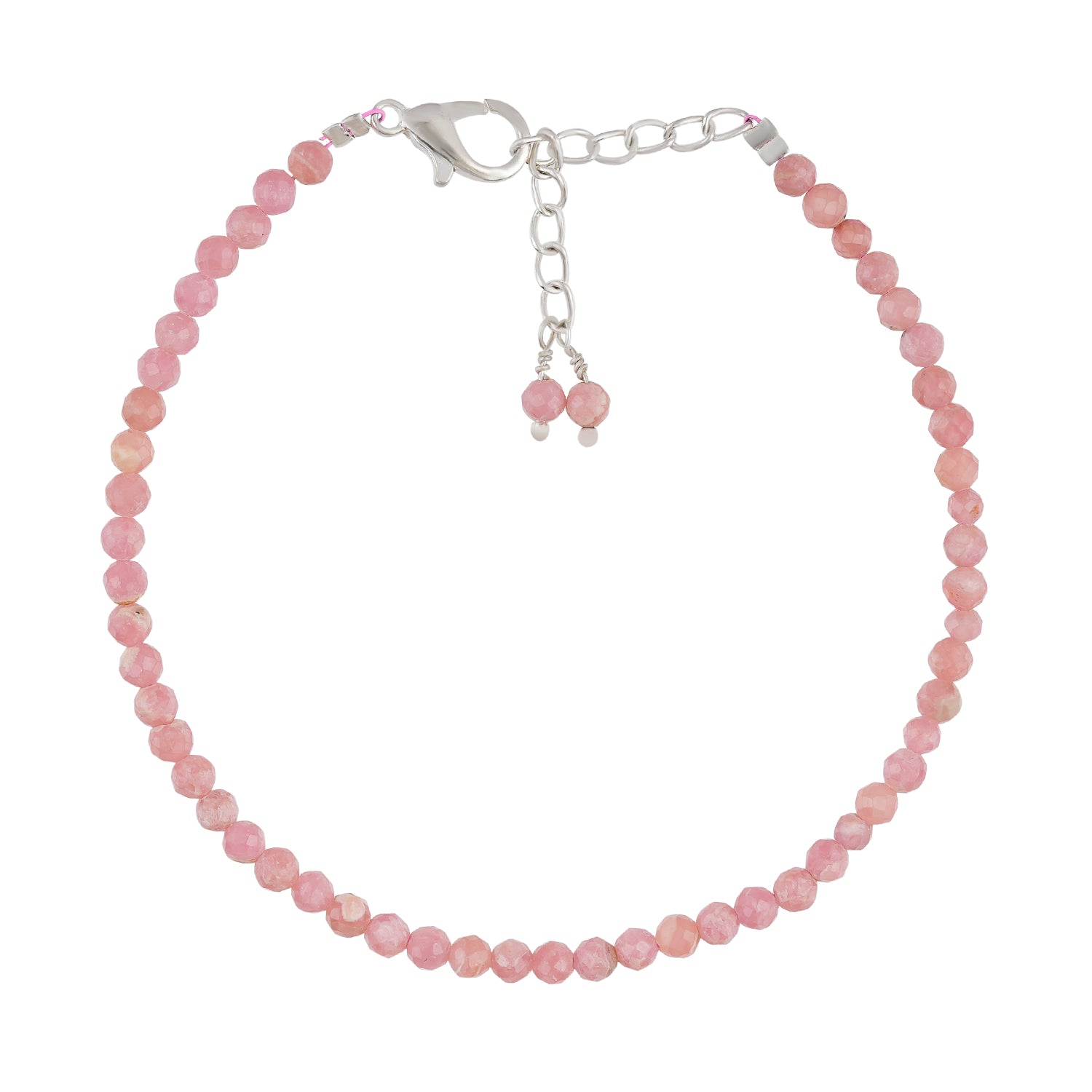 Natural Rhodochrosite Micro-Faceted Beads Bracelet | Pink Gemstone