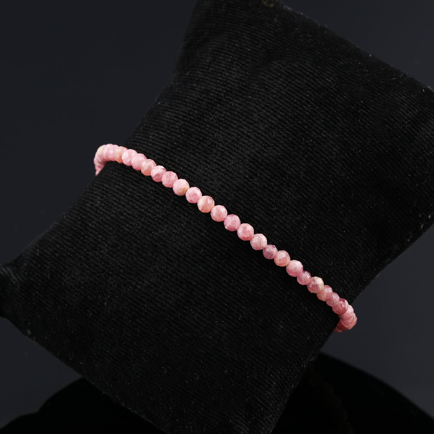 Natural Rhodochrosite Micro-Faceted Beads Bracelet | Pink Gemstone