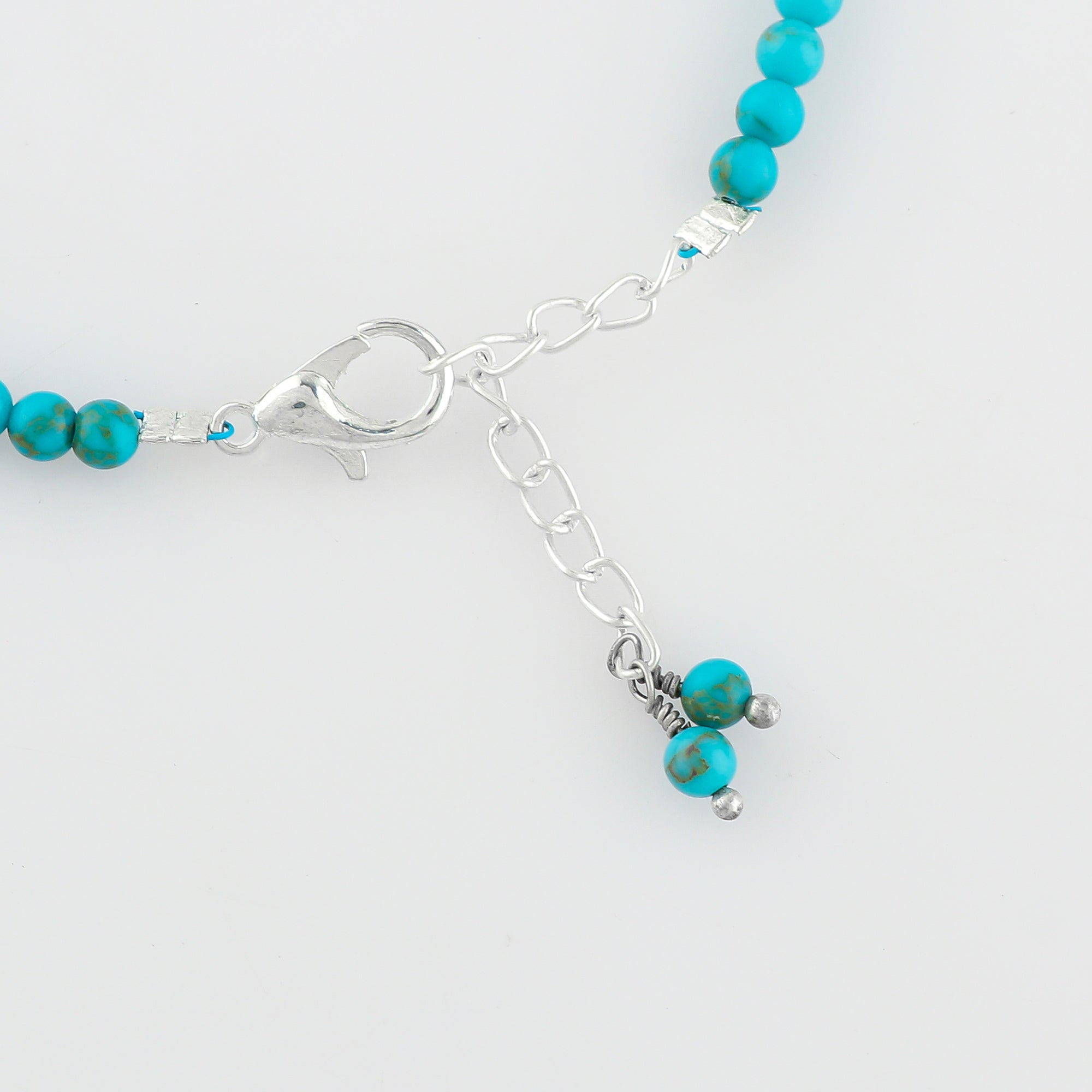 Natural Turquoise Gemstone mIcro Beads Bracelet, Blue Turquoise Silver Jewelry