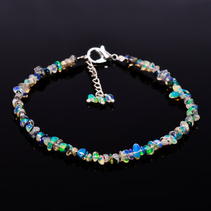 Hand-picked Natural Gemstones in a 13 Ct Blue Opal Bracelet in 925 Silver
