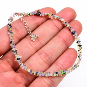 13 Ct Blue Fire Ethiopian Opal Chips Bracelet in 925 silver