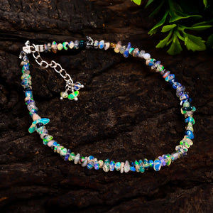 Brilliant 13 Ct Blue Fire Ethiopian Opal Bracelet styled in 925 silver