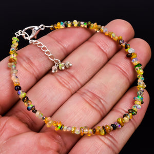 Highly Coveted 13 Ct Yellow Fire Opal Chips Bracelet in 925 Silver