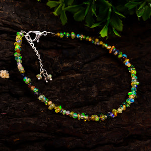 Certified and Vintage Fire Play Ethiopian Opal Beads Bracelet in 4 to 6 MM size