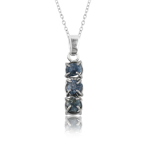 Elegant Natural Sapphire Raw Crystal Pendant Necklace in silver-plated 16 Inch Chain