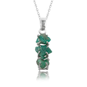 Emerald Raw Crystal Pendant Necklace crafted with a AA+ Natural Raw Gemstone
