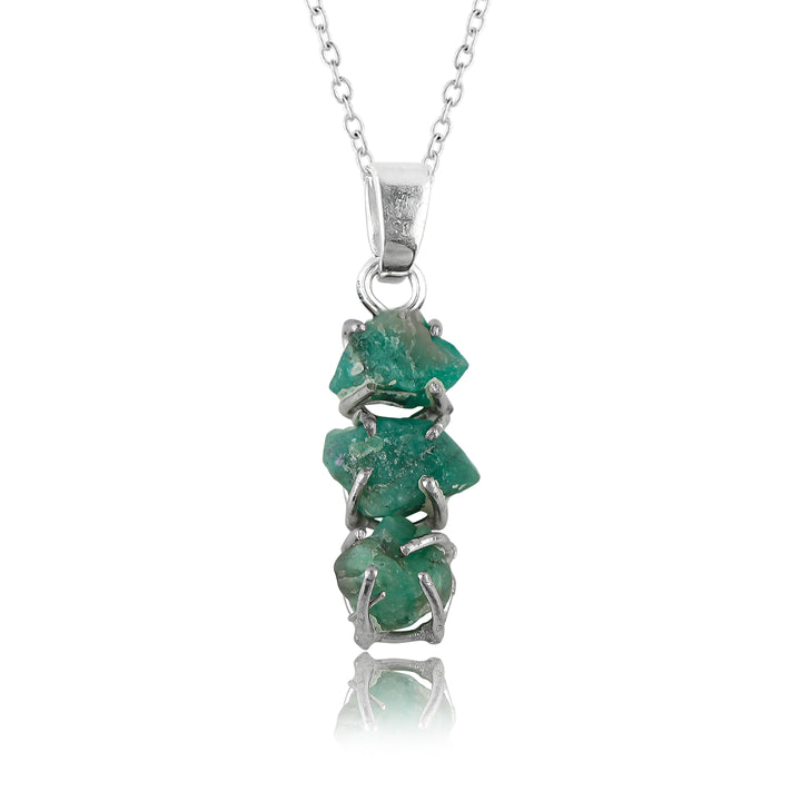 Emerald Raw Crystal Pendant Necklace crafted with a AA+ Natural Raw Gemstone