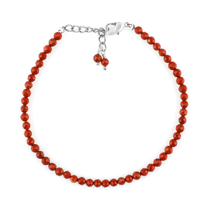 Natural Red Jasper Gemstone Micro Round Beads Bracelet, Birthstone Healing Crystal