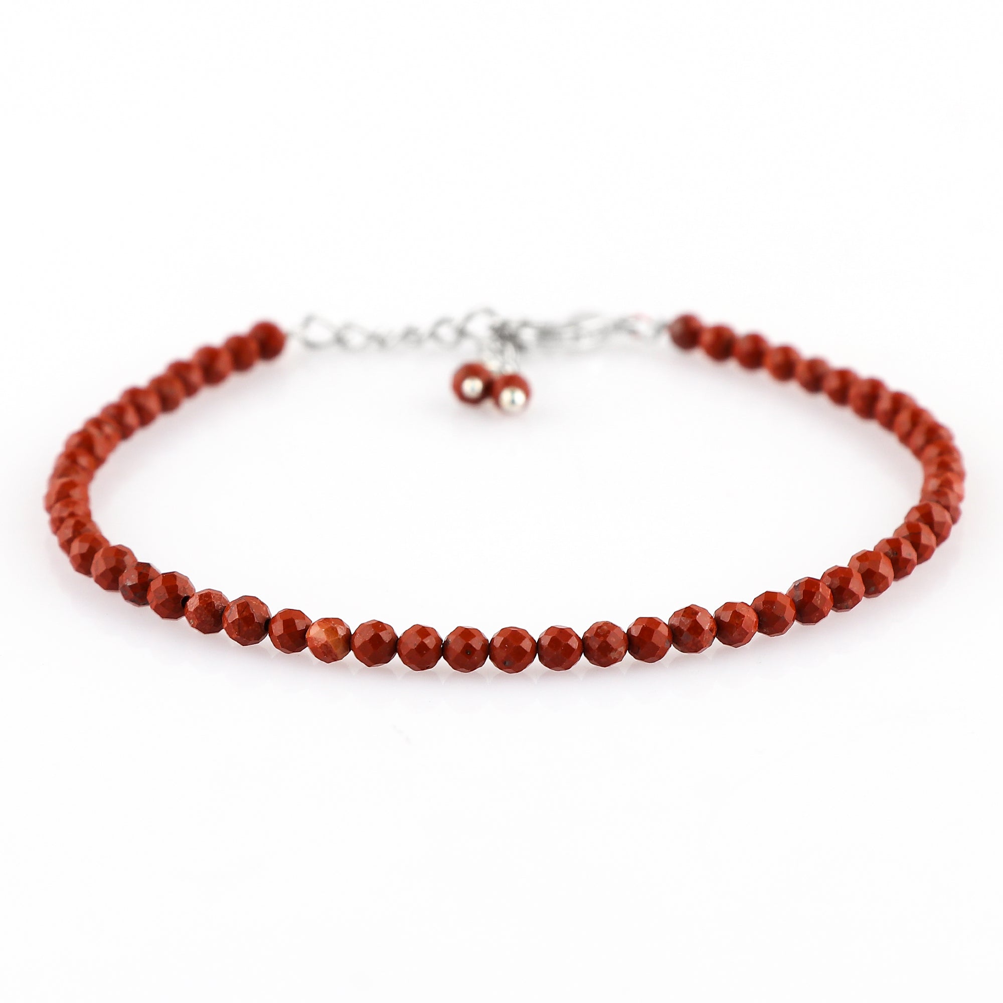 Natural Red Jasper Gemstone Micro Round Beads Bracelet, Birthstone Healing Crystal