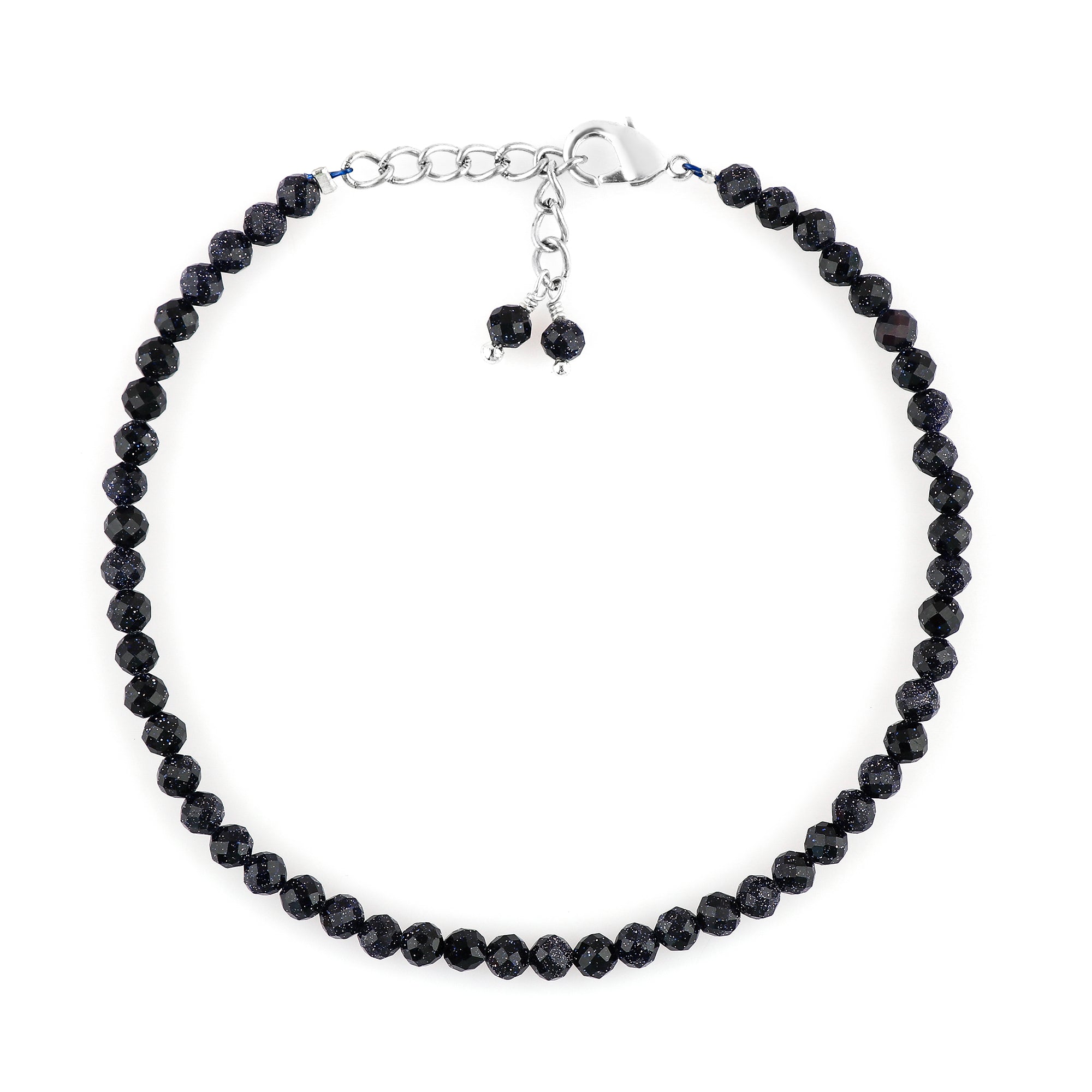 Natural Blue Sunstone Gemstone Micro Round Beads Bracelet, Birthstone Healing Crystal