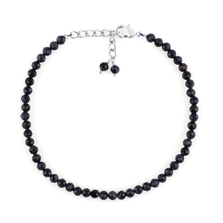 Natural Blue Sunstone Gemstone Micro Round Beads Bracelet, Birthstone Healing Crystal