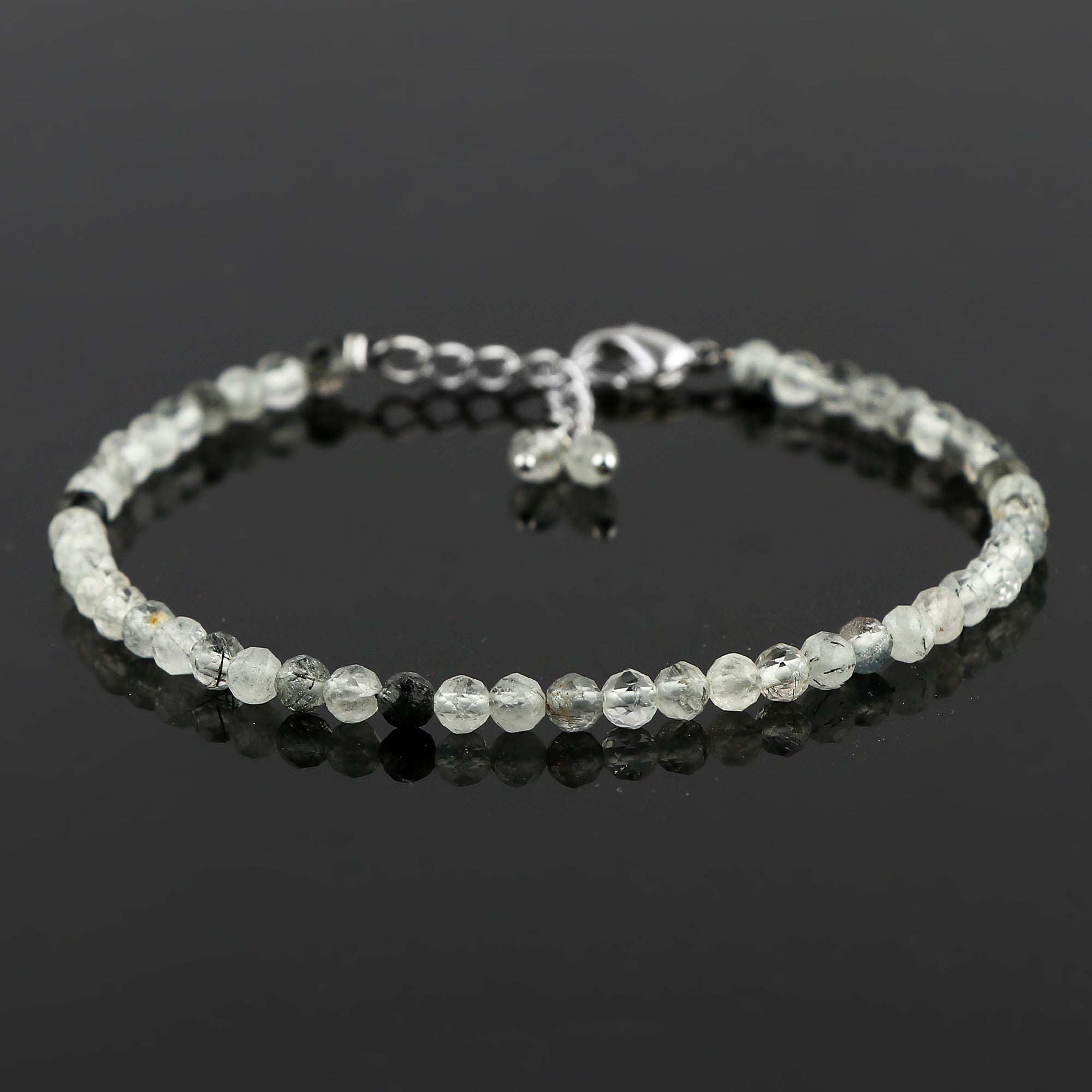 Natural Black Rutile Gemstone Micro Beads Bracelet | Protection & Clarity Jewelry