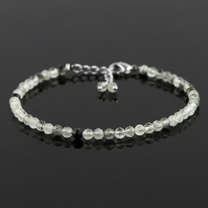 Natural Black Rutile Gemstone Micro Beads Bracelet | Protection & Clarity Jewelry