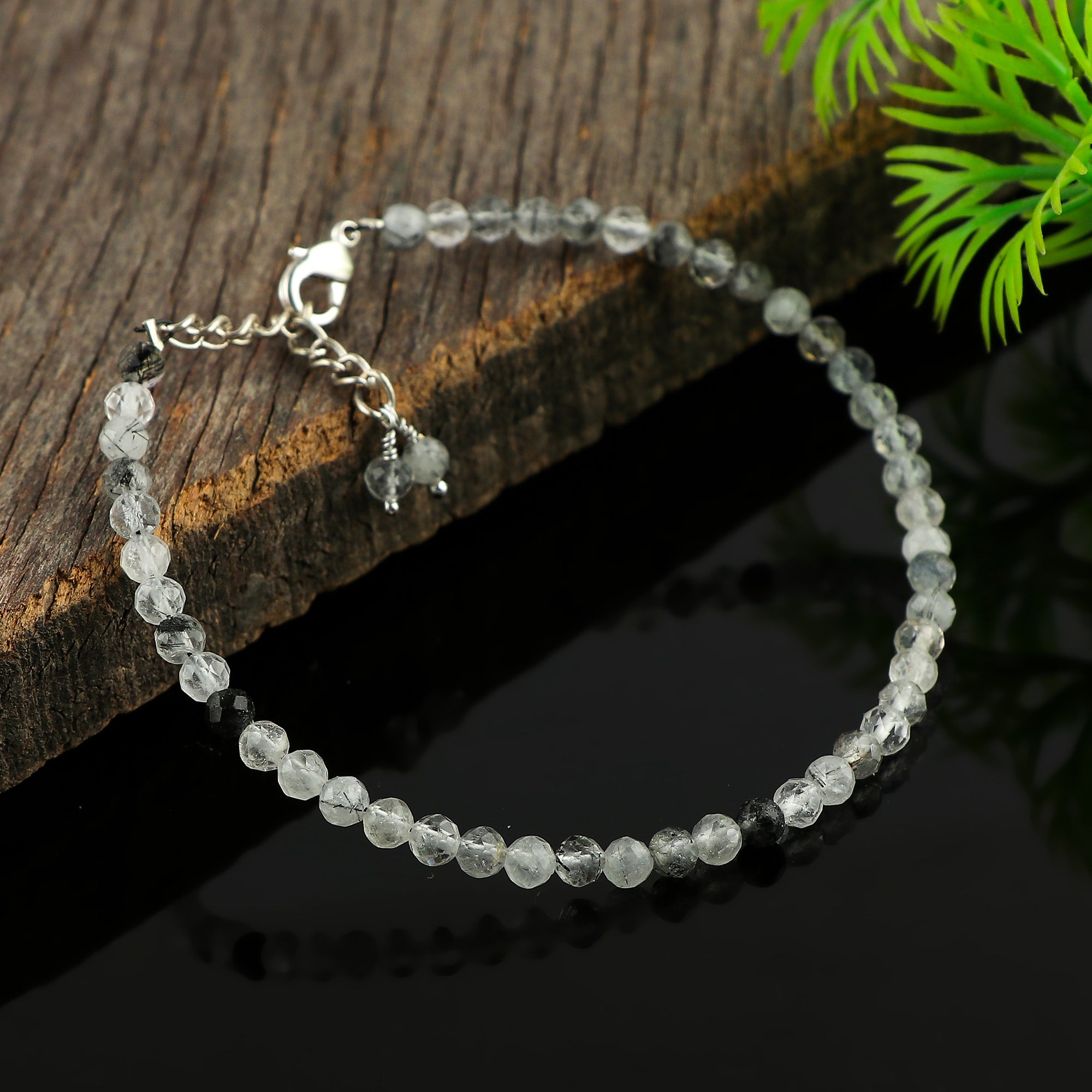 Natural Black Rutile Gemstone Micro Beads Bracelet | Protection & Clarity Jewelry