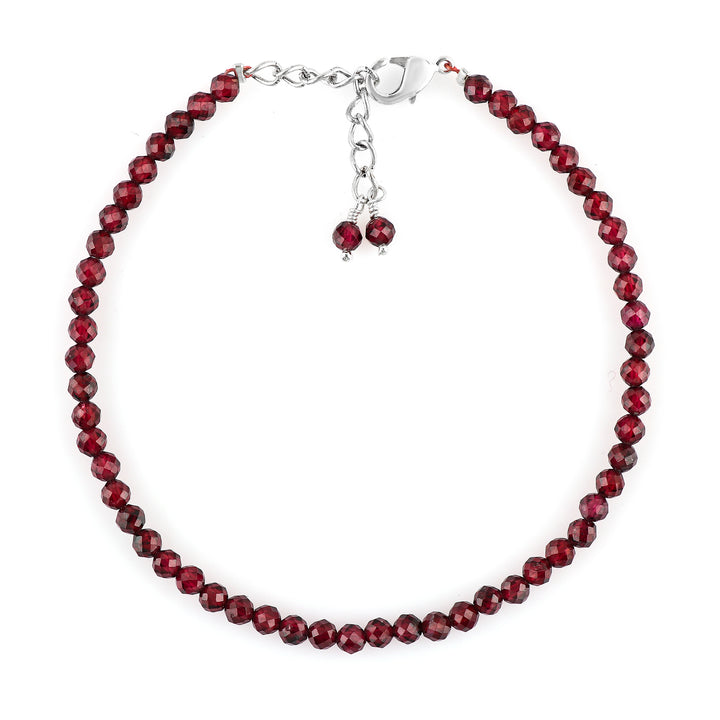 Natural Garnet Gemstone Micro Round Beads Bracelet | Energy & Protection Jewelry