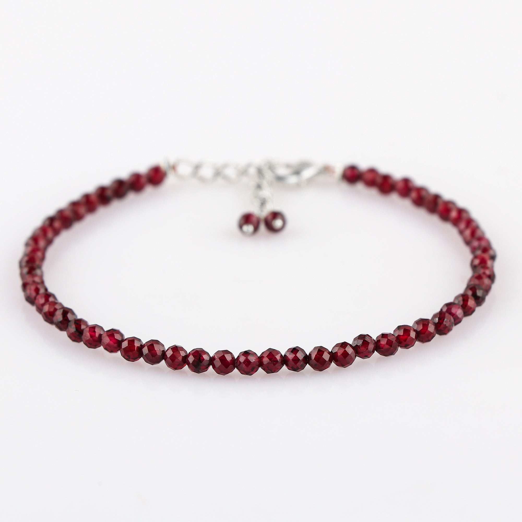 Natural Garnet Gemstone Micro Round Beads Bracelet | Energy & Protection Jewelry