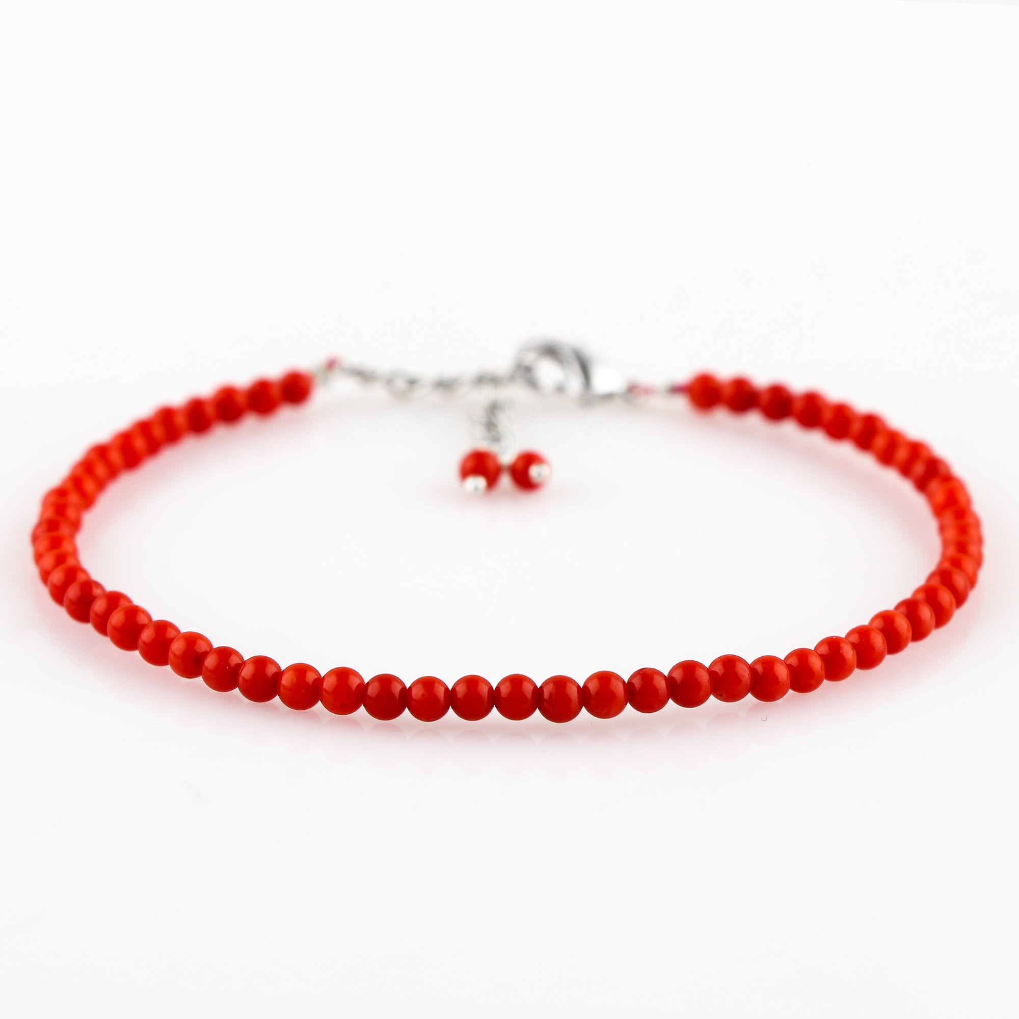 Natural Red Coral Gemstone Micro Beads Bracelet, Birthstone Healing Crystal