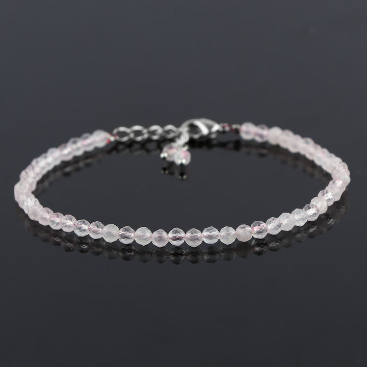 Rose Quartz Healing Bracelet | Natural Micro Round Pink Gemstone Beads