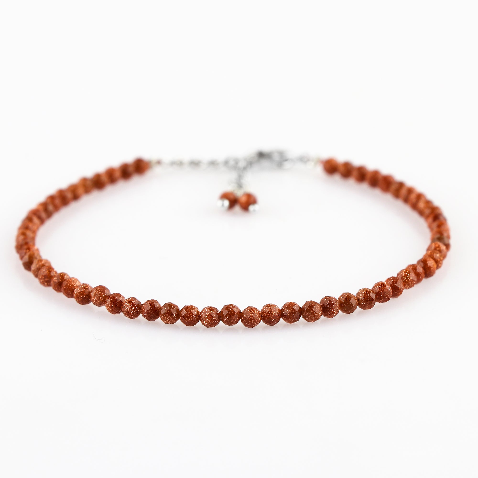 Brown Sunstone Healing Bracelet | Natural Micro Round Shimmer Beads