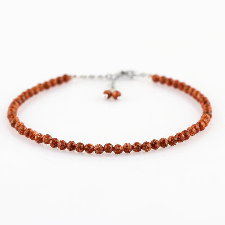 Brown Sunstone Healing Bracelet | Natural Micro Round Shimmer Beads