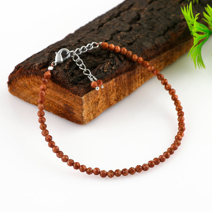 Brown Sunstone Healing Bracelet | Natural Micro Round Shimmer Beads