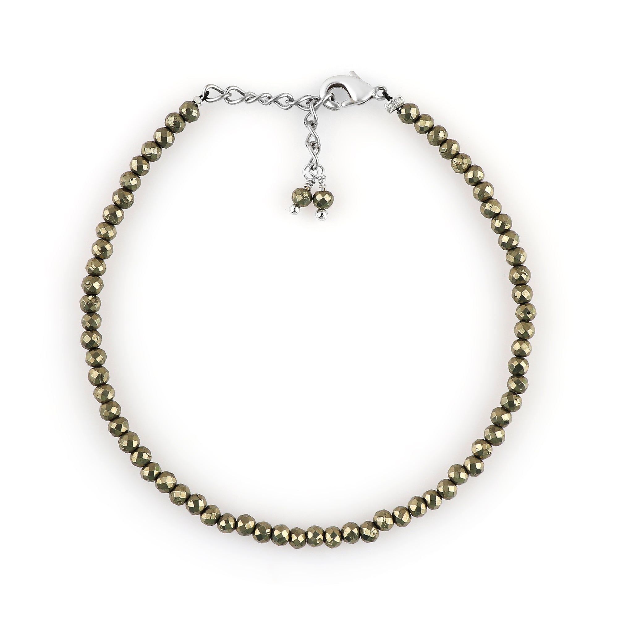 Pyrite Healing Gemstone Bracelet | Natural Micro Round Silver Beads