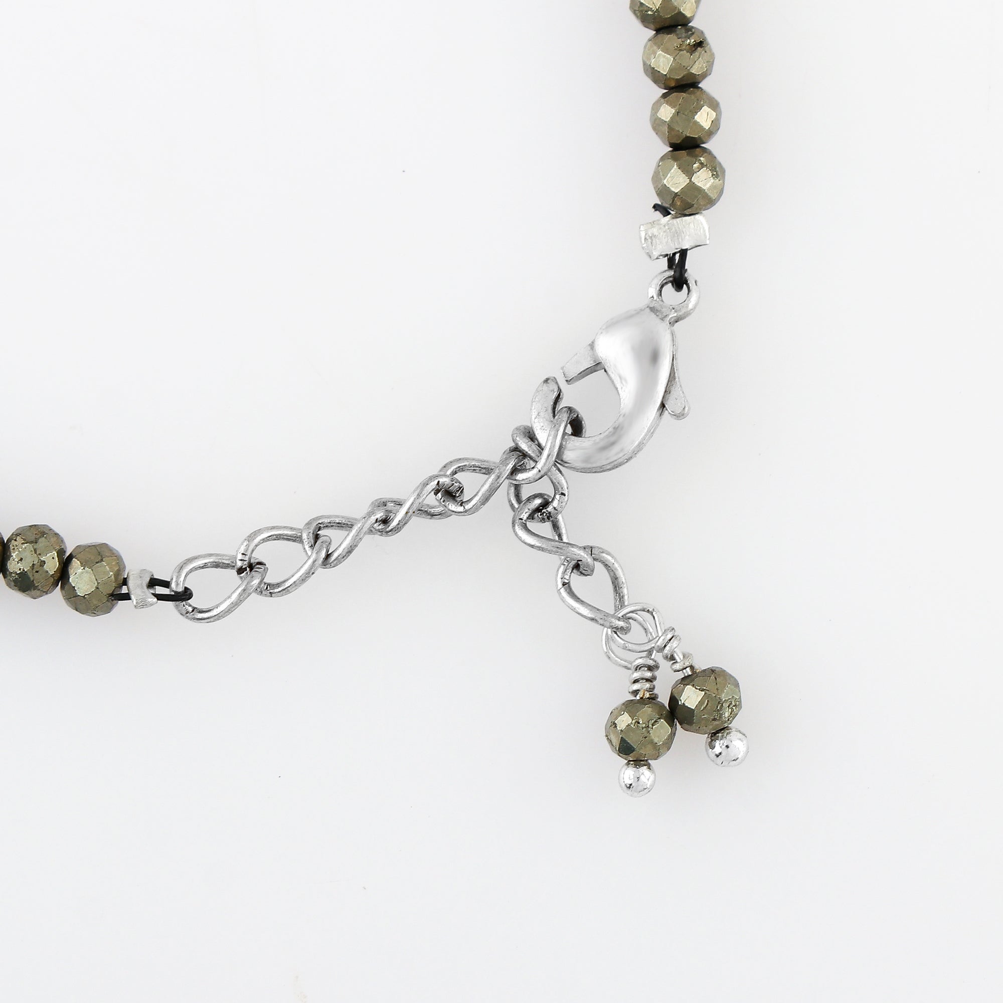 Pyrite Healing Gemstone Bracelet | Natural Micro Round Silver Beads
