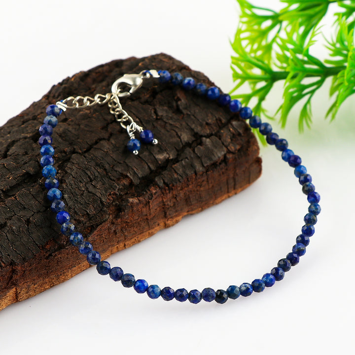 Lapis Lazuli Healing Bracelet | Natural Micro Round Blue Gemstone Beads