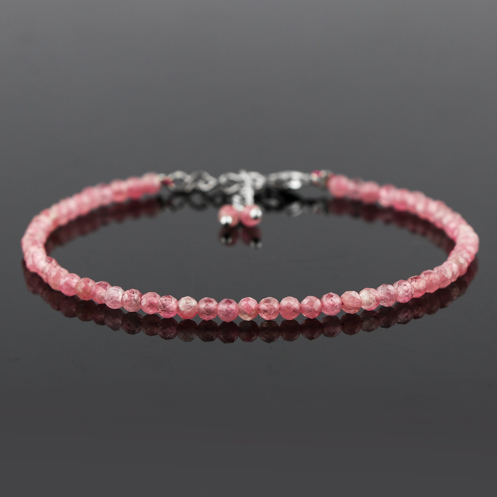 Pink Tourmaline Healing Bracelet | Natural Micro Round Gemstone Beads