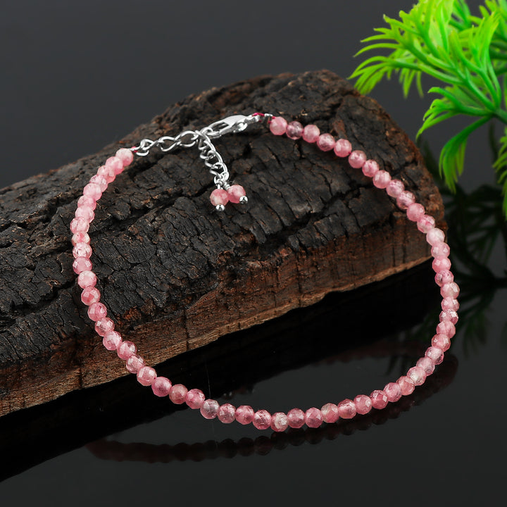 Pink Tourmaline Healing Bracelet | Natural Micro Round Gemstone Beads
