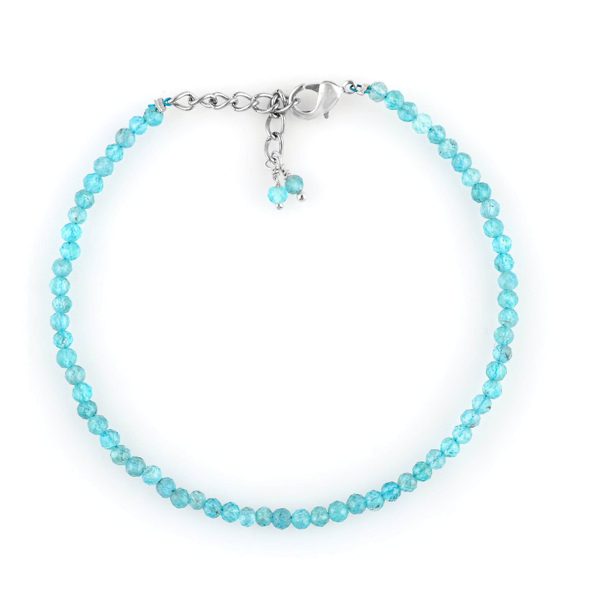 Blue Apatite Healing Gemstone Bracelet | Natural Micro Round Beads Jewelry