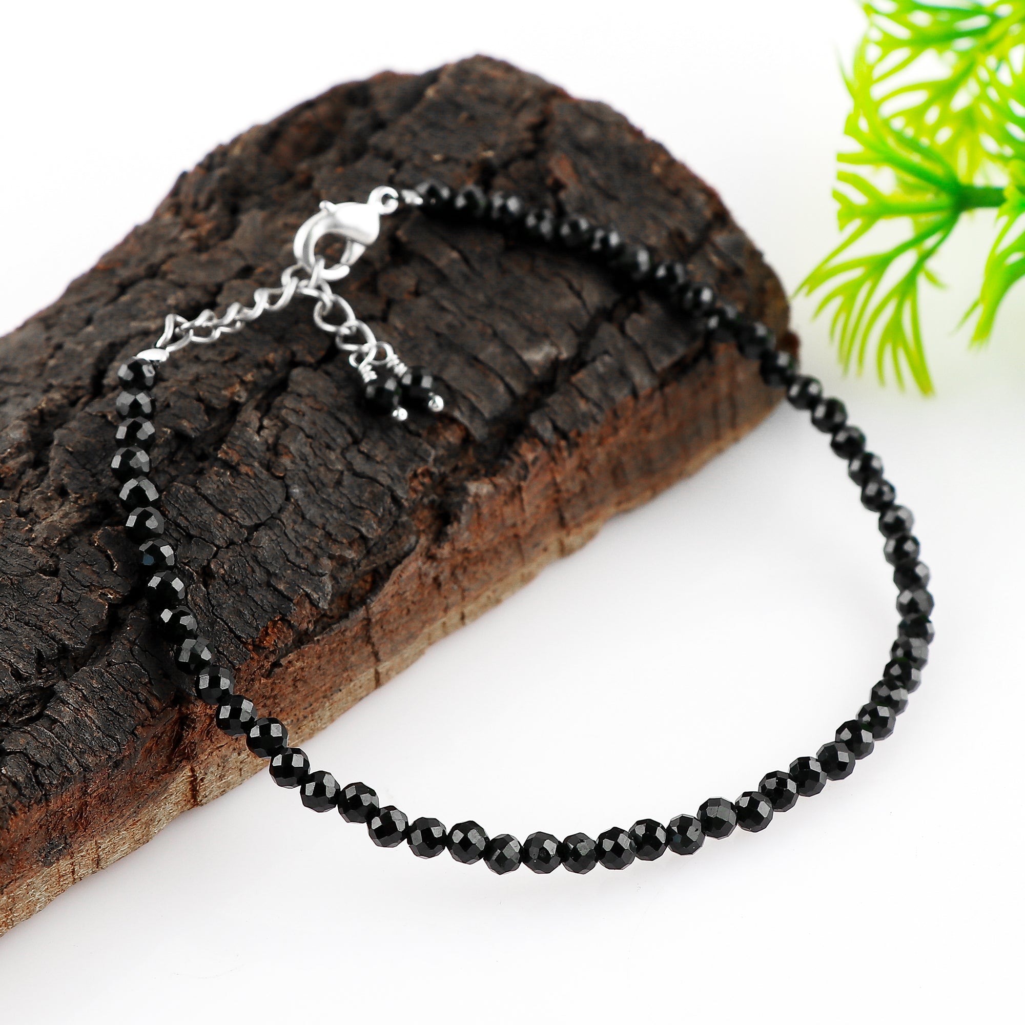 Black Spinel Healing Gemstone Bracelet | Natural Faceted Crystal Beads