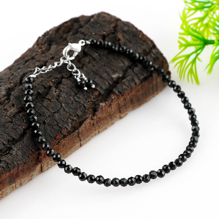 Black Spinel Healing Gemstone Bracelet | Natural Faceted Crystal Beads
