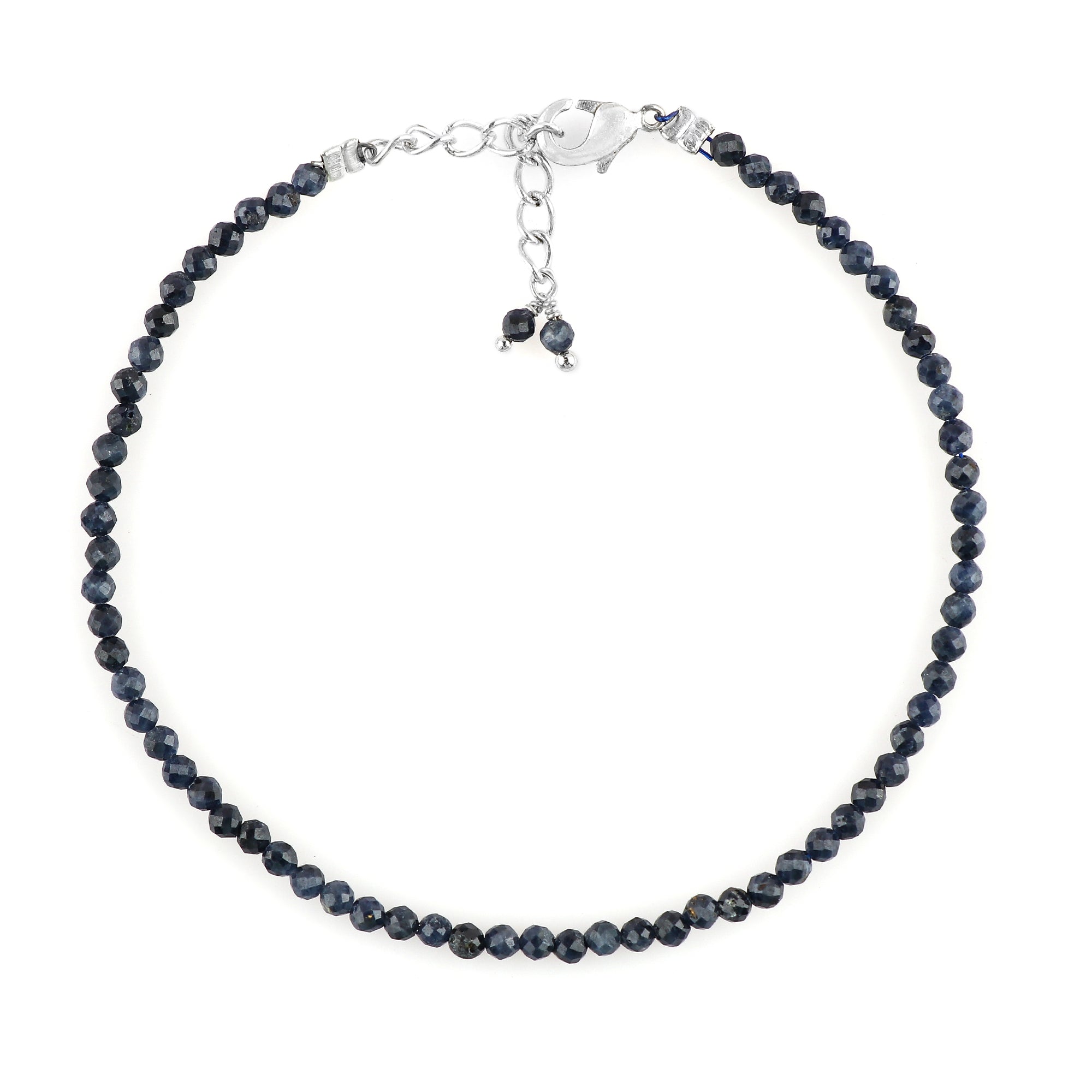 Genuine Blue Sapphire Beads Bracelet | Natural Micro-Faceted Gemstone
