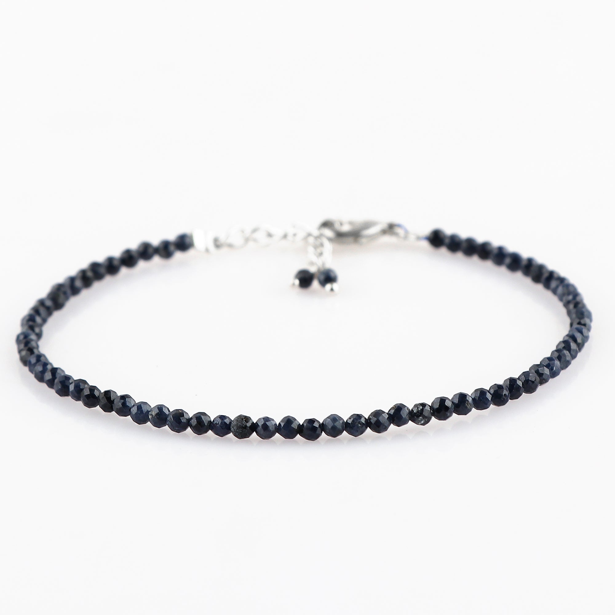 Genuine Blue Sapphire Beads Bracelet | Natural Micro-Faceted Gemstone