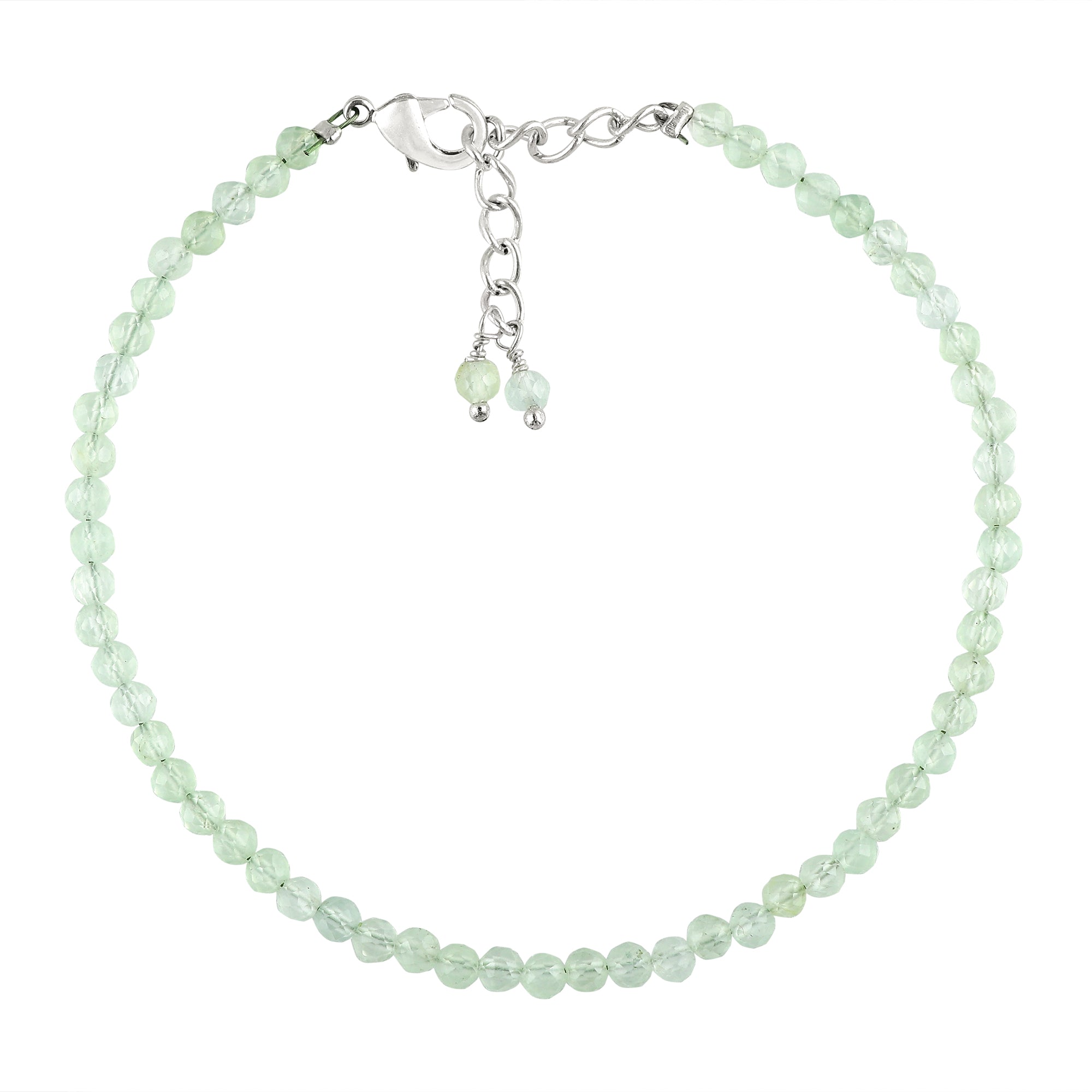 Natural Prehnite Gemstone Bracelet | Micro-Faceted Green Crystal Beads