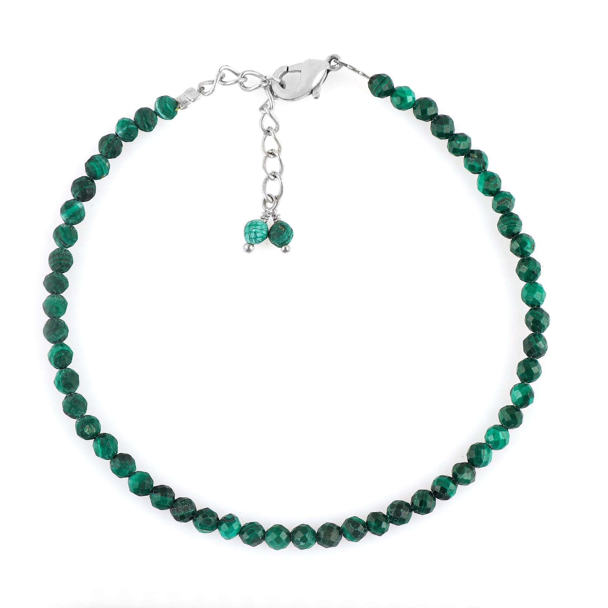 Natural Malachite Gemstone Bracelet | Micro-Faceted Green Beads Jewelry
