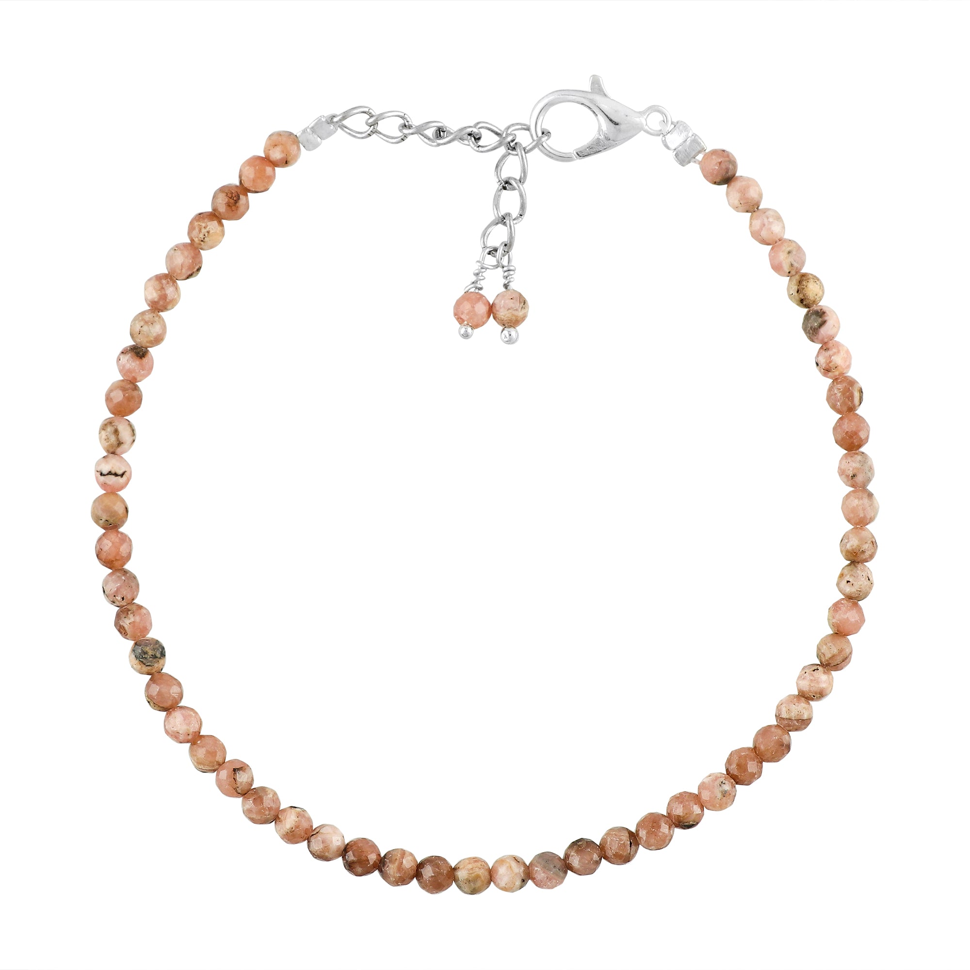 Natural Rhodochrosite Micro-Faceted Beads Bracelet | Pink Gemstone